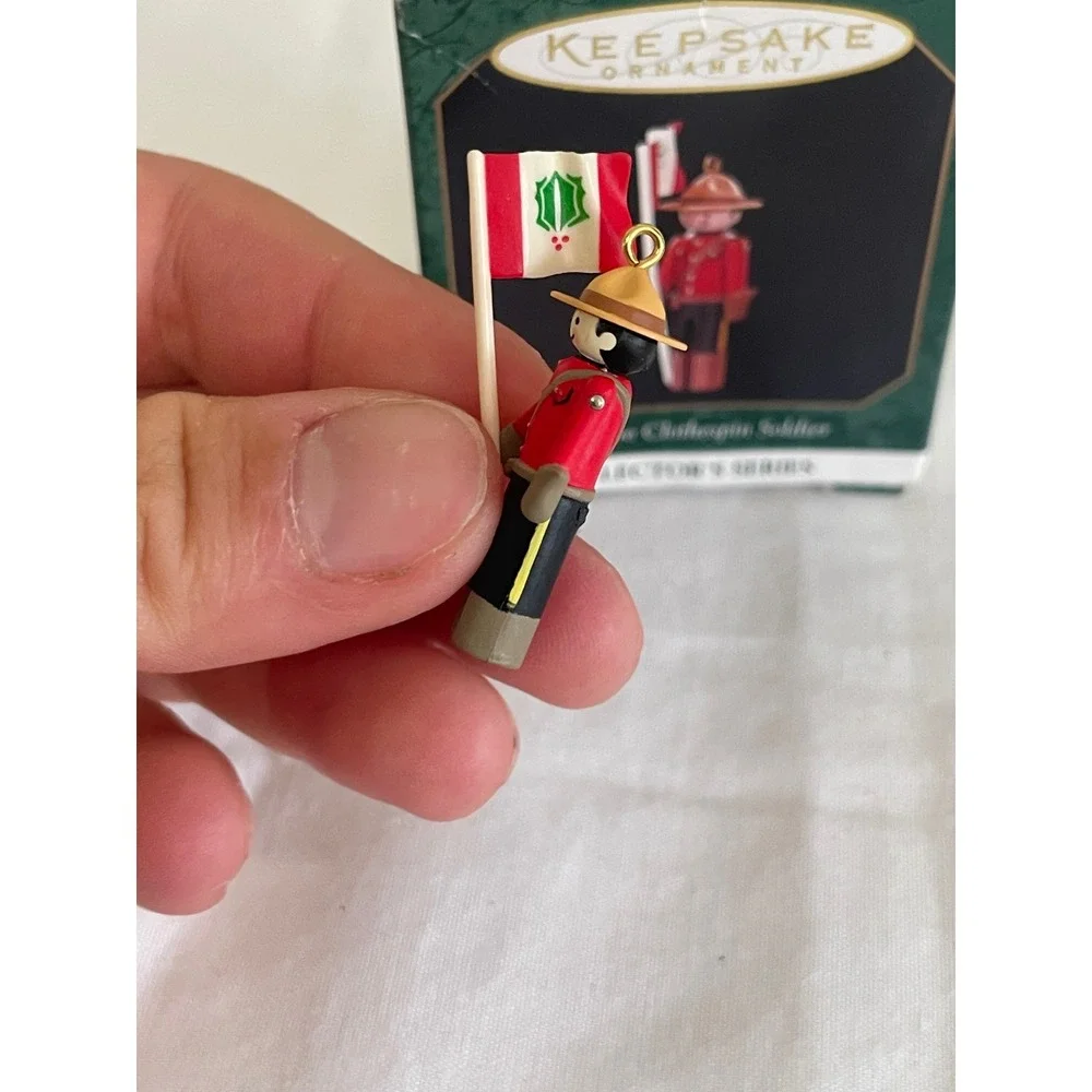 1997 Vintage Hallmark Ornament Miniature Clothespin Soldier Canadian Mountie Red